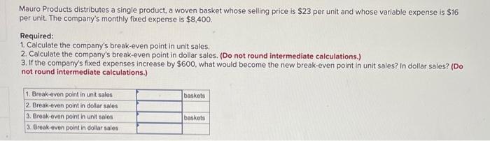  Mauro Products distributes a single product, a woven basket whose selling