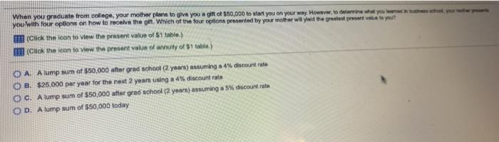 Please show work, both data tables posted. 3 When you graduate