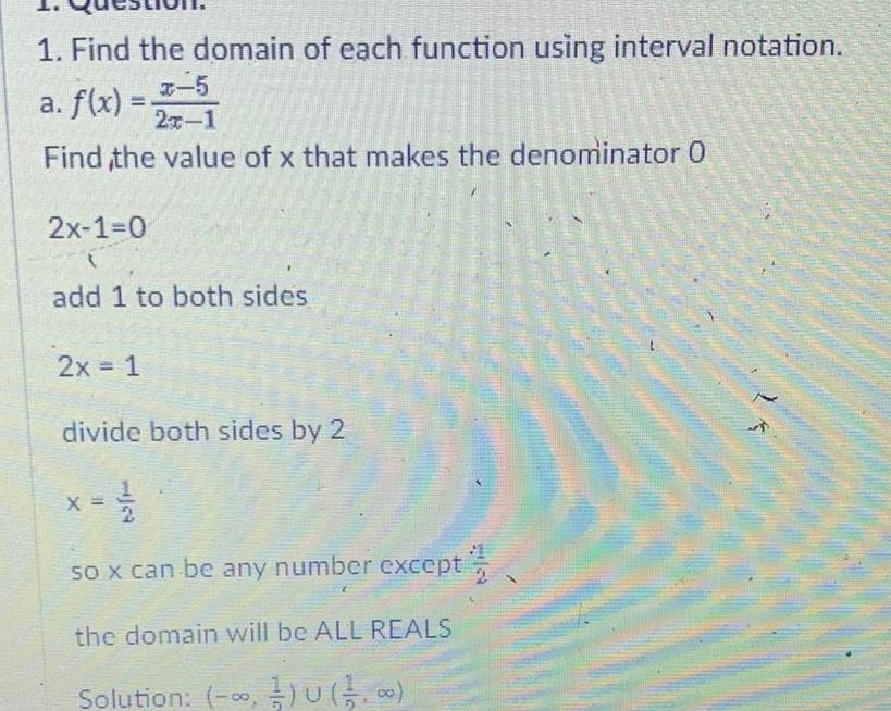 f x 5 2x 1 Find the value of x that makes