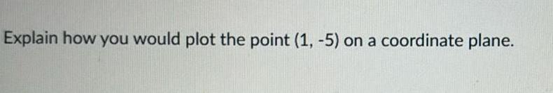Explain how you would plot the point (1, -5) on a coordinate