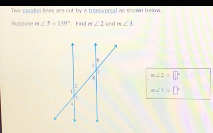 lines are cut by a as shown below. Suppose = 1390. Find