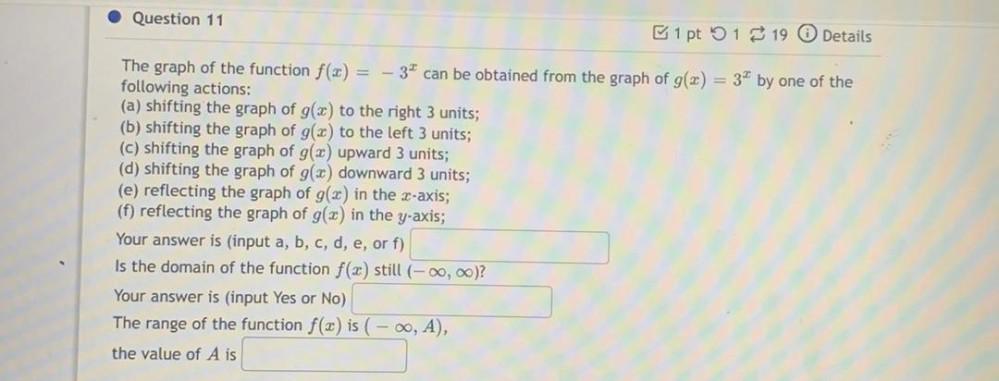  The graph of the function f(x) = - 3 ? can