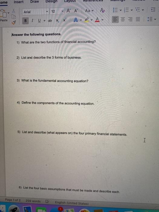  Come Insert Draw Design Layout Arial V 12 A A Aa