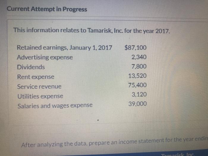 Current Attempt in Progress This information relates to Tamarisk, Inc. for