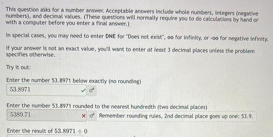 numbers, integers (negativenumbers), and decimal values. (These questions will normally require you