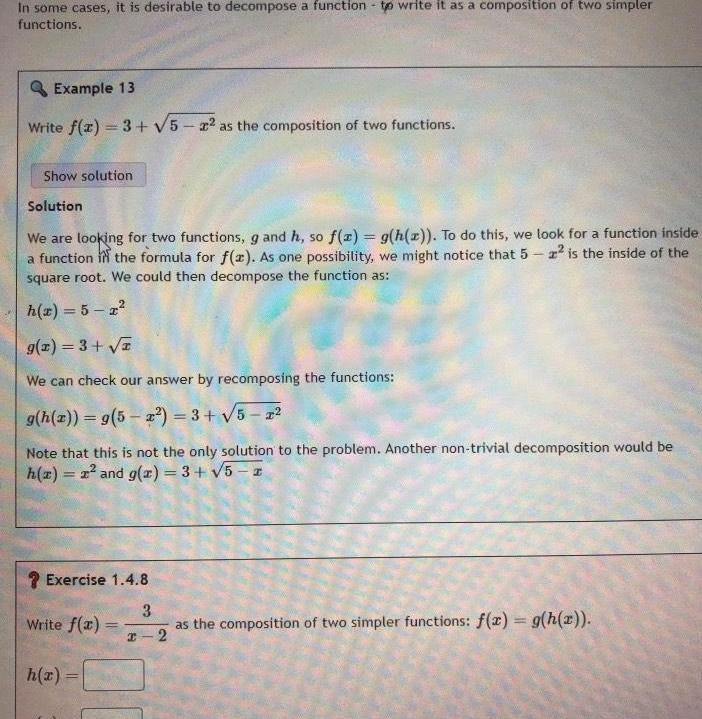 write it as a composition of two simpler functions Example 13 Write