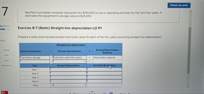  Check my work 7 NewTech purchases computer equipment for $154,000 to