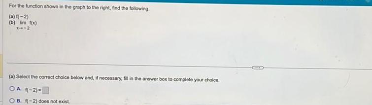 the following a f 2 b lim f x x 2 a