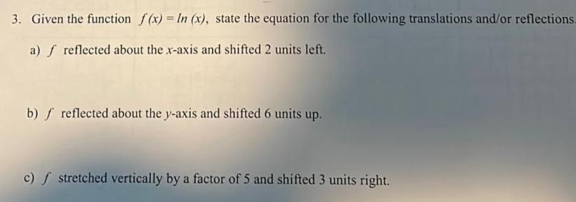 for the following translations and or reflections a f reflected about the