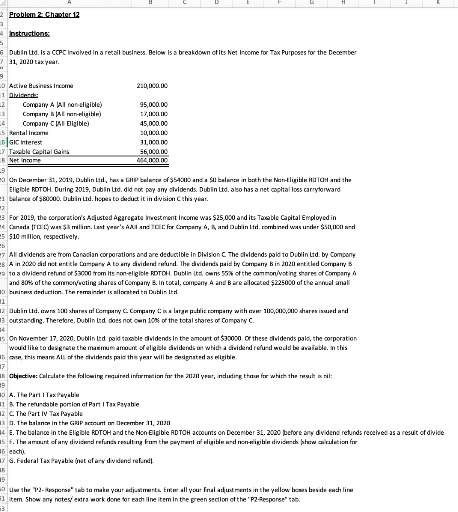  A B 2 Problem 2: Chapter 12 3 4 Instructions: 5