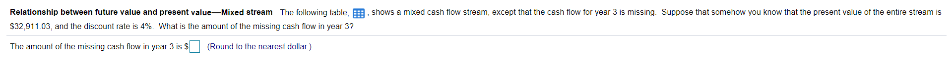 $3,000 Print Done shows a mixed cash flow stream, except that the