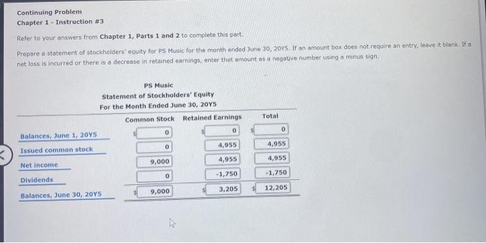  Continuing Problem Chapter 1 Instruction #3 Refer to your answers from