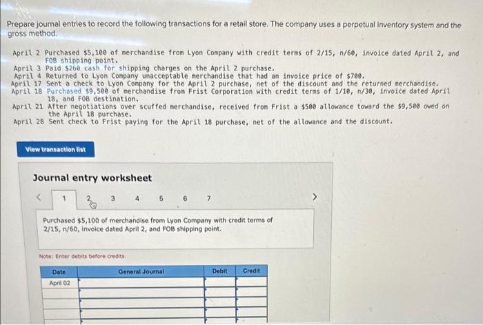 following transactions for a retail store. The company uses a perpetual inventory