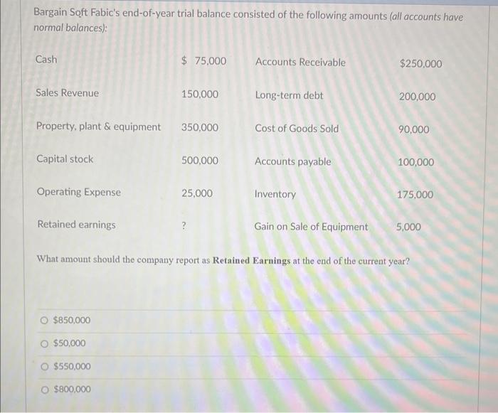 consisted of the following amounts (all accounts have normal balances): What amount