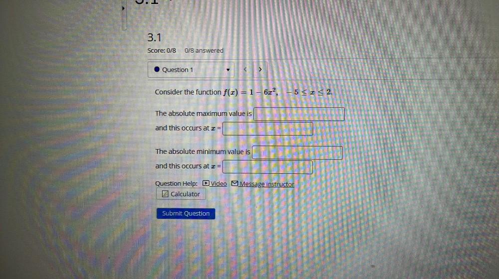? 2.The absolute maximum value isand this occurs at x =The absolute