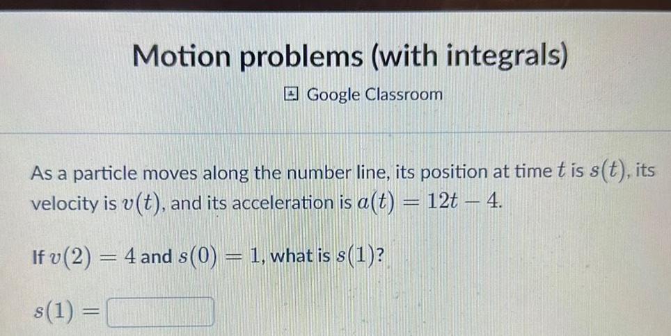 the number line its position at time t is s t its