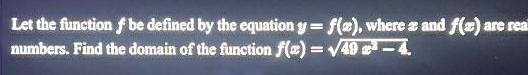  Let the function f be defined by the equation y f