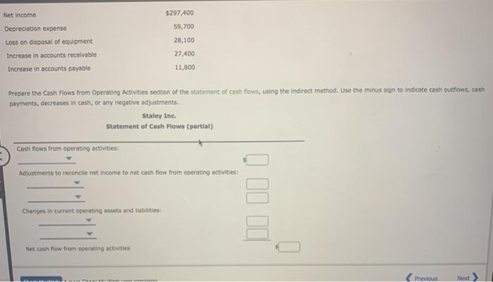 the Cash Flows from Operating Activities section of the statement of cash