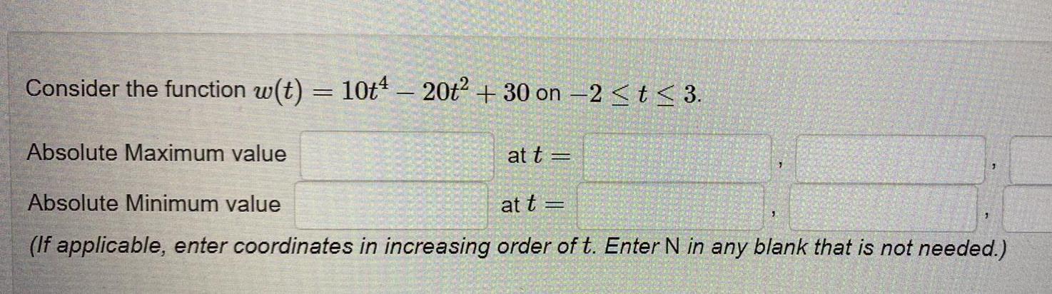 3 Absolute Maximum value Absolute Minimum value at t If applicable enter