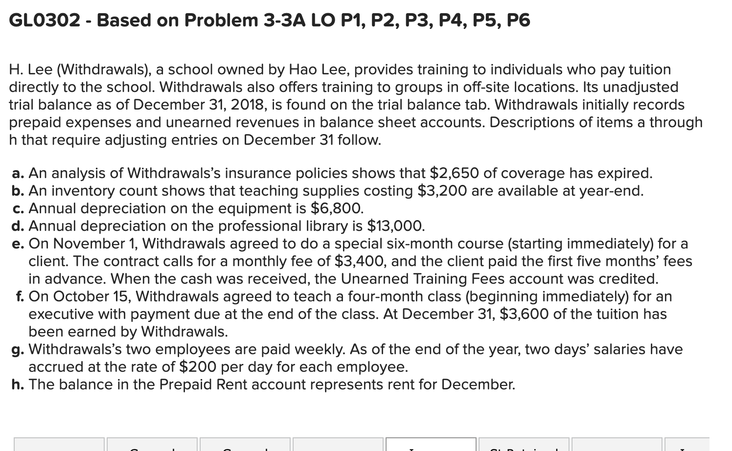 follow. a. An analysis of Withdrawals's insurance policies shows that $2,650 of