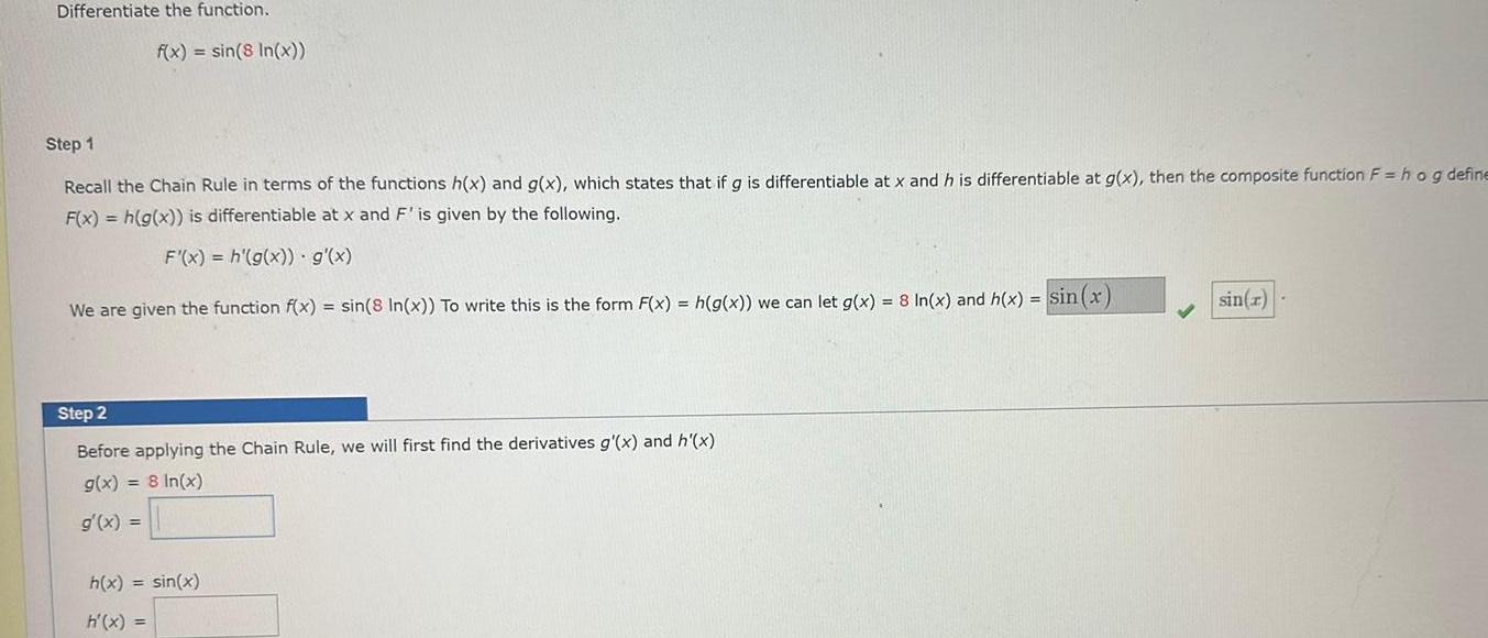 Recall the Chain Rule in terms of the functions h x and