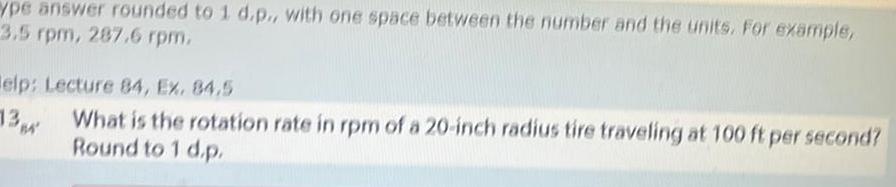 the number and the units For example 3 5 rpm 287 6