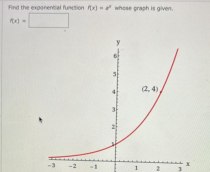  Find the exponential function f x ax whose graph is given