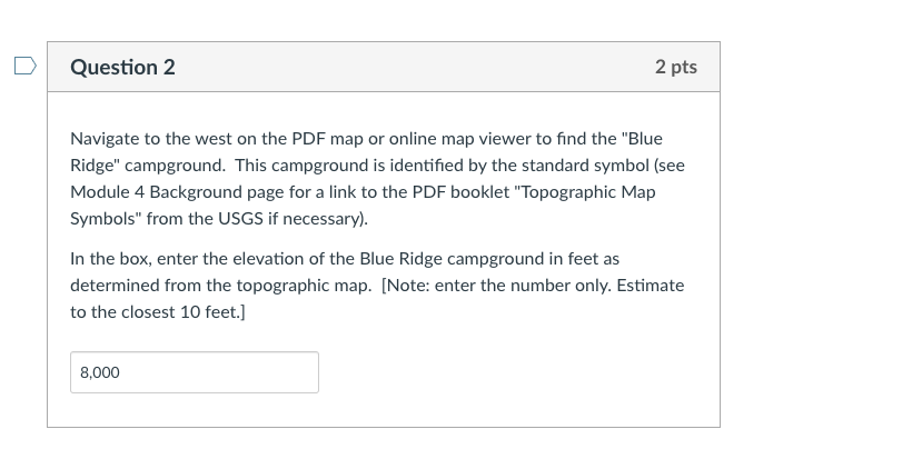 2 2 pts Navigate to the west on the PDF map