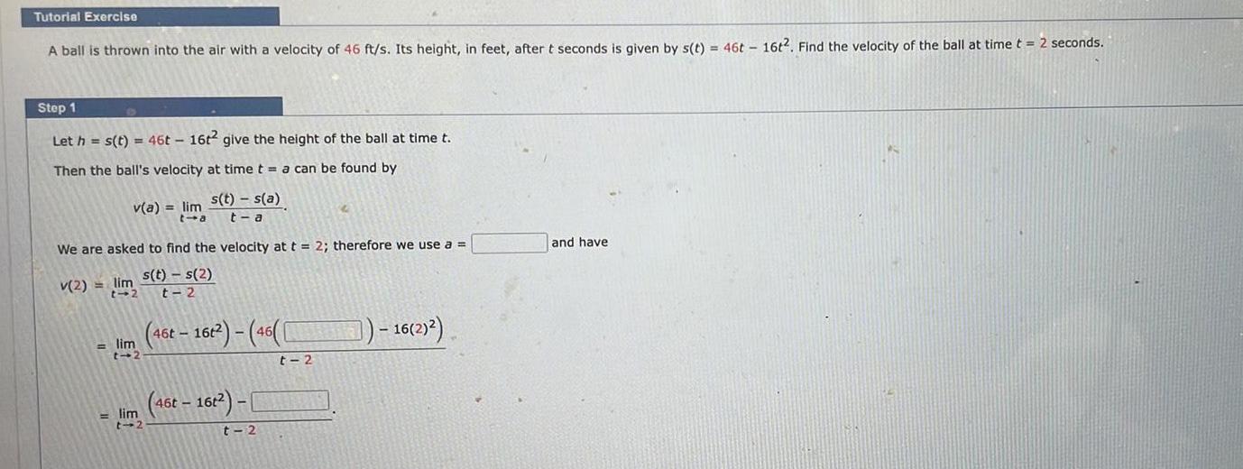 velocity of 46 ft s Its height in feet after t seconds