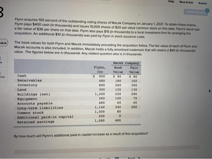  Help Save & Exit Submit Check my work B 48:16 Flynn