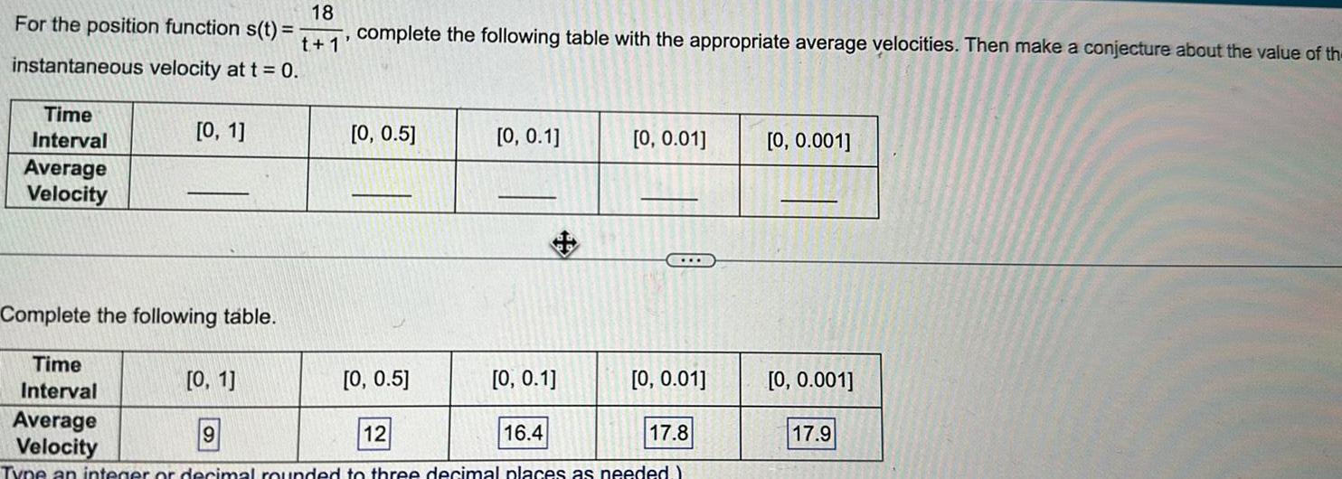  For the position function s t instantaneous velocity at t 0