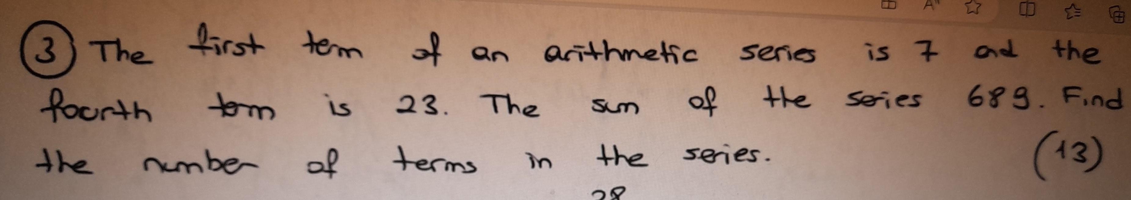 of an 23 The terms arithmetic 2 sum of the series 28