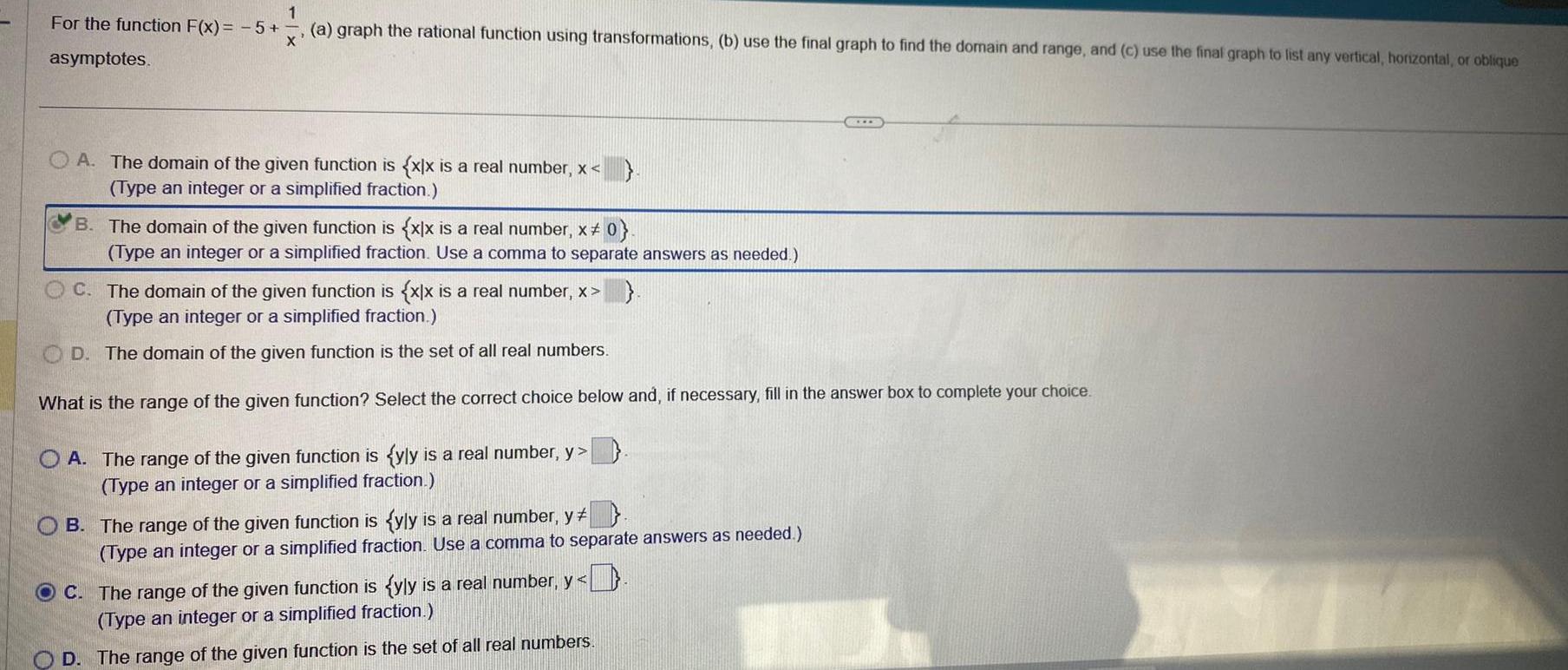  1 For the function F x 5 a graph the rational
