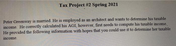 wants to determine his taxable income. He correctly calculated his AGI, however,