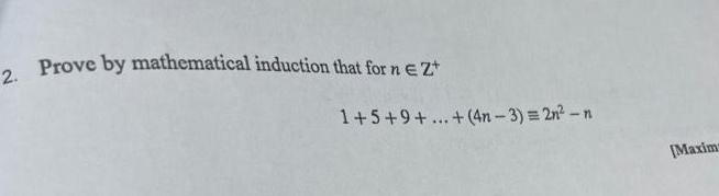 Prove by mathematical induction for n e 2.