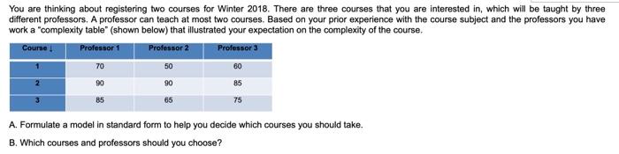 are three courses that you are interested in, which will be taught