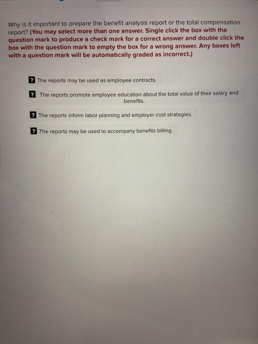 the total compensation report? (You may select more than one answer. Single