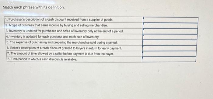 from a supplier of goods. 2. A type of business that eams