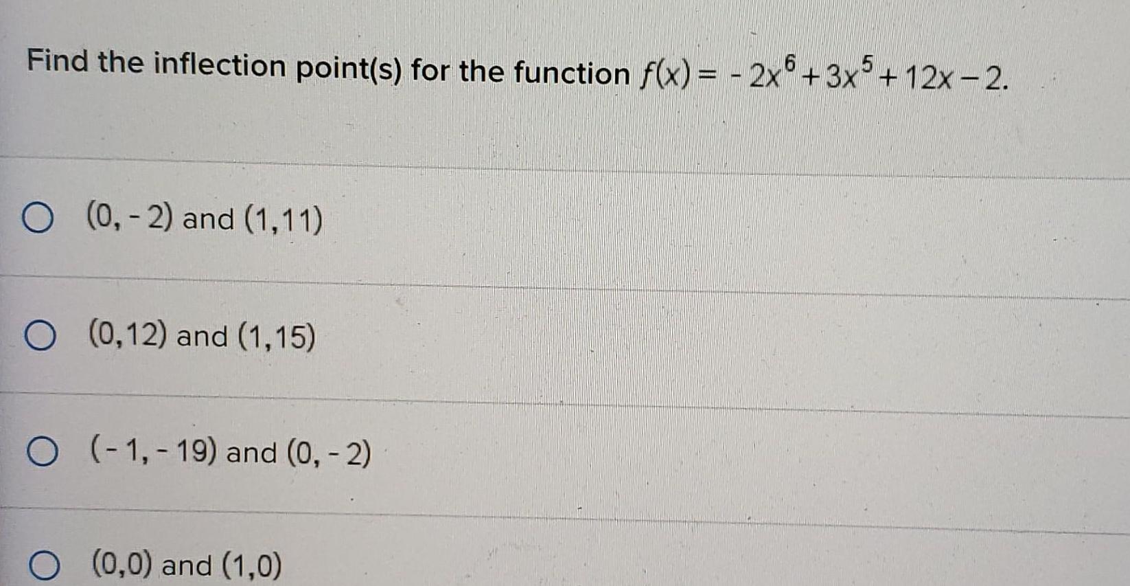  Find the inflection point s for the function f x 2x