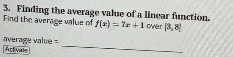 average value of f x 7x 1 over 3 8 average value