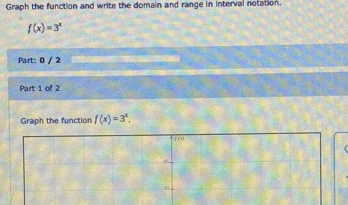  Graph the function and write the domain and range in interval