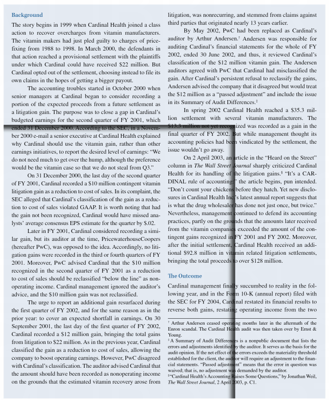 Cardinal Health," from Chapter 13 in the textbook. In a 250-500 word