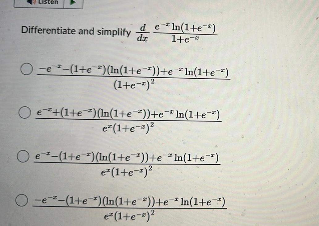 e 1 e ln 1 e eIn 1 e 1 e x