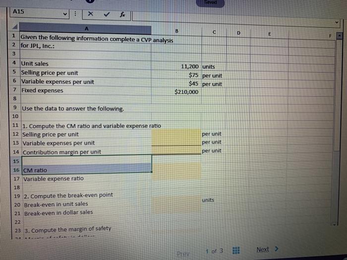 sales and expense data for the most recent penod. The Controller has