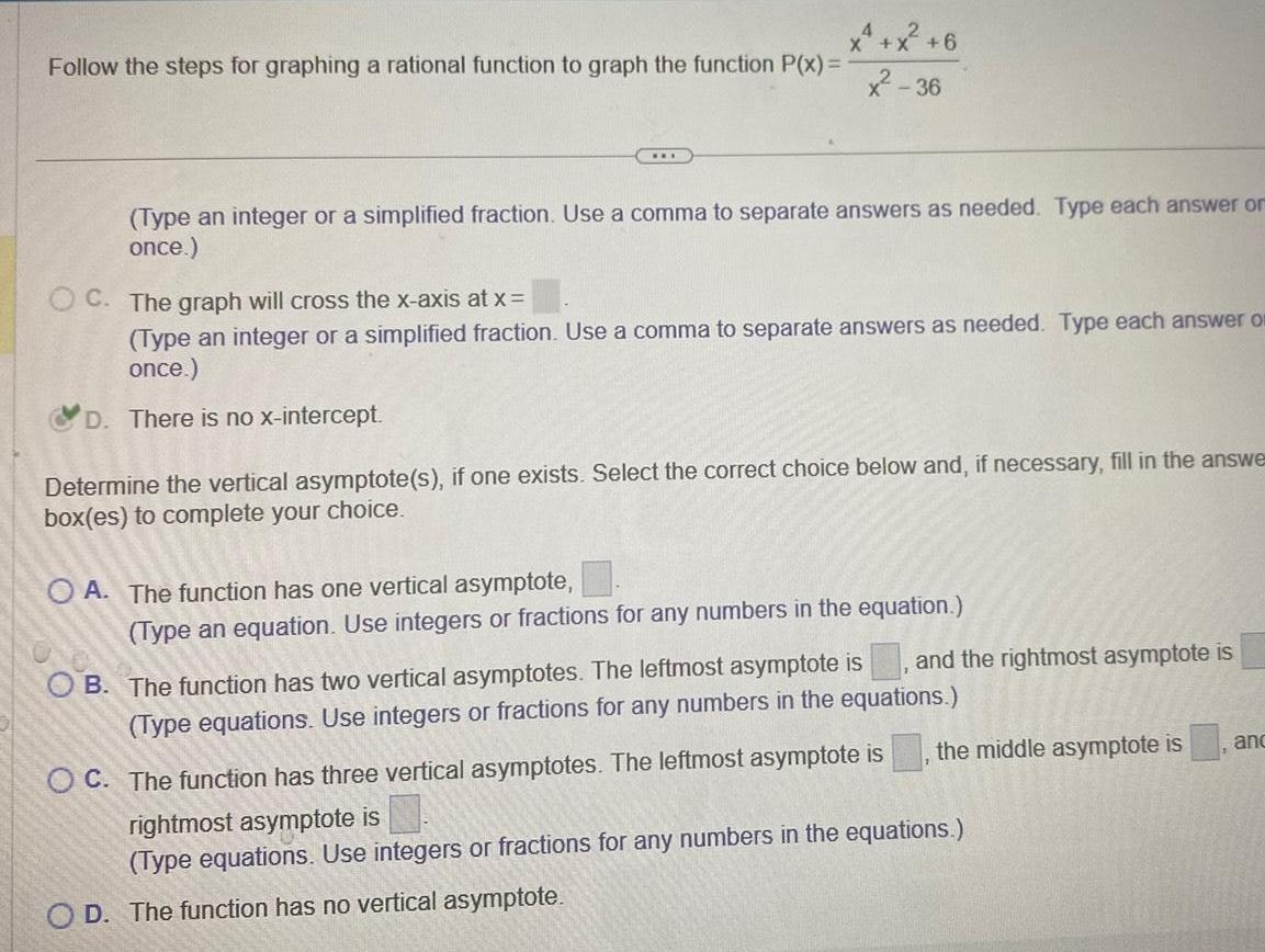 function P x x x 6 36 Type an integer or a