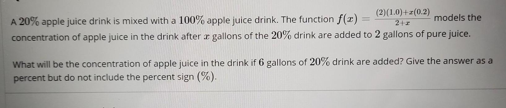 20 apple juice drink is mixed with a 100 apple juice drink