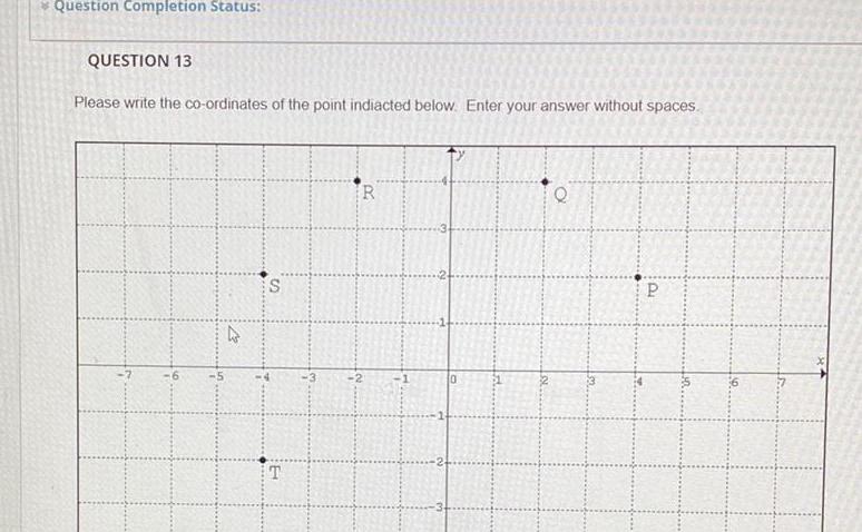 the point indiacted below Enter your answer without spaces M S T