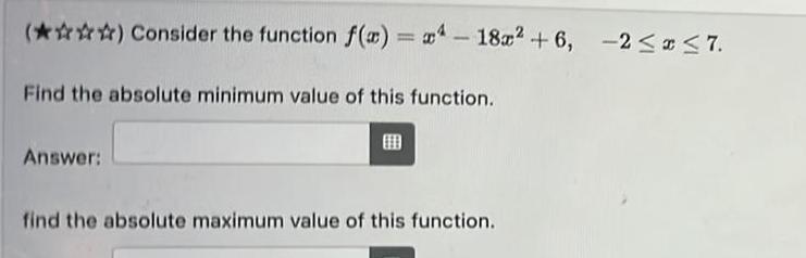  Consider the function f x x 18x 6 2 x 7