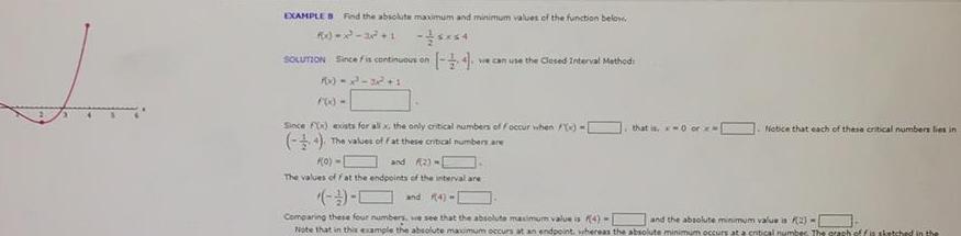  EXAMPLE B Find the absolute maximum and minimum values of the