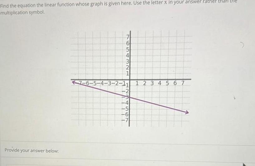 Use the letter x in your answer rather than multiplication symbol Provide